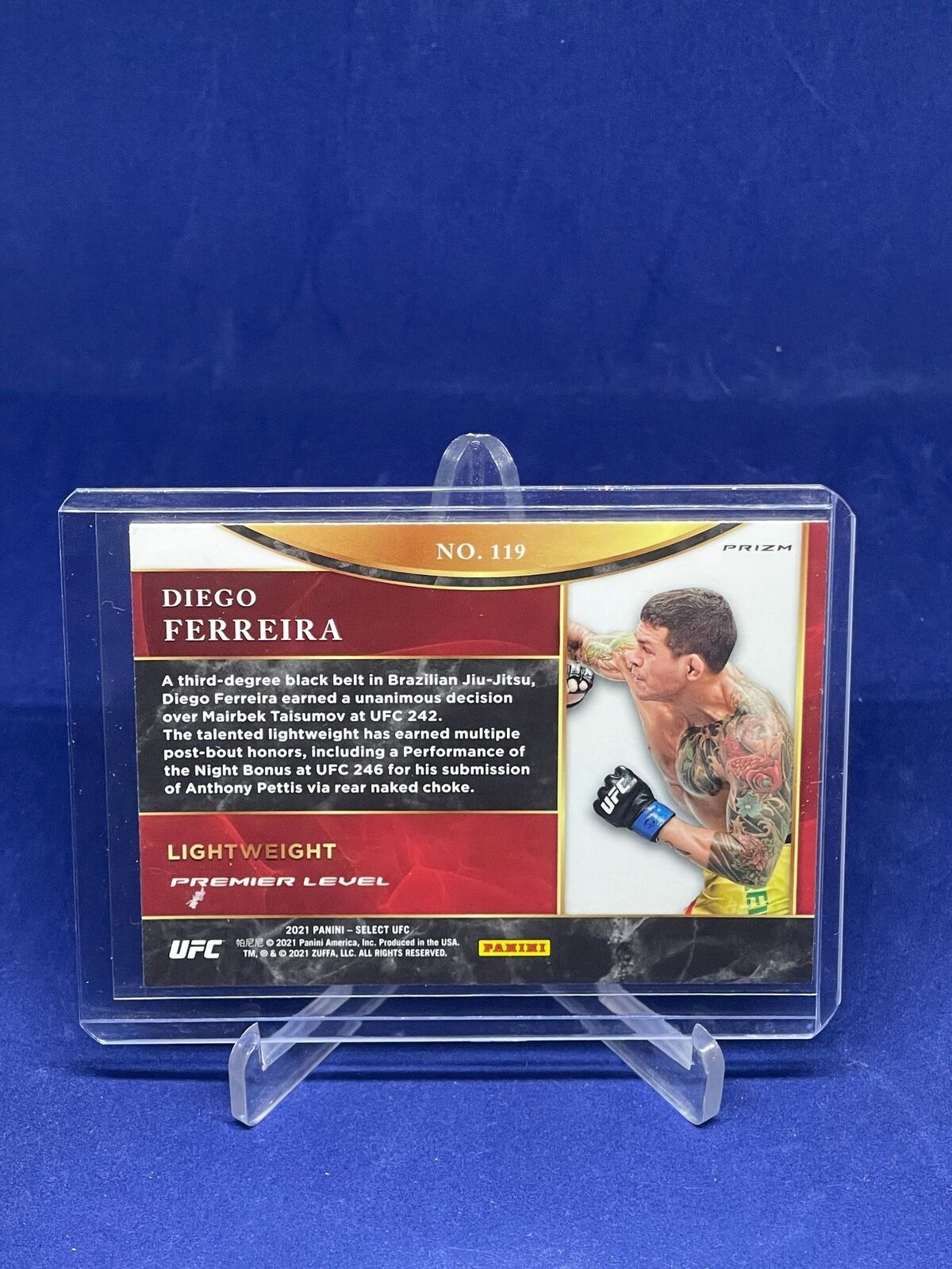 DIEGO FERREIRA 2021 PANINI SELECT UFC PREMIER LEVEL SILVER PRIZM ROOKIE RC #119