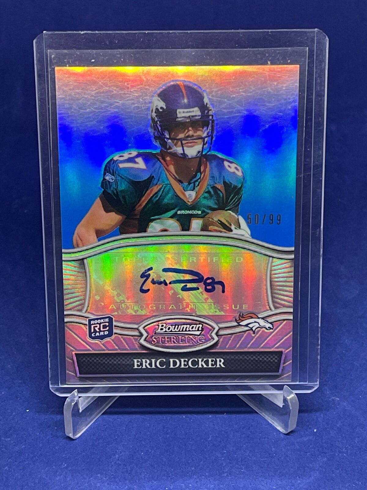 ERIC DECKER 2010 BOWMAN STERLING BLUE REFRACTOR AUTO ROOKIE RC #D 50/99