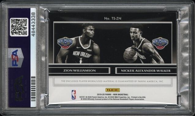 ZION WILLIAMSON NICKEIL WALKER 2019 PANINI NOIR TWO SHOT PATCH RC /25 PSA 8