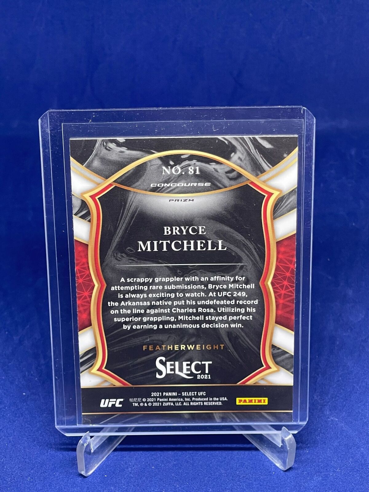 BRYCE MITCHELL 2021 PANINI SELECT UFC CONCOURSE SILVER PRIZM ROOKIE RC #81