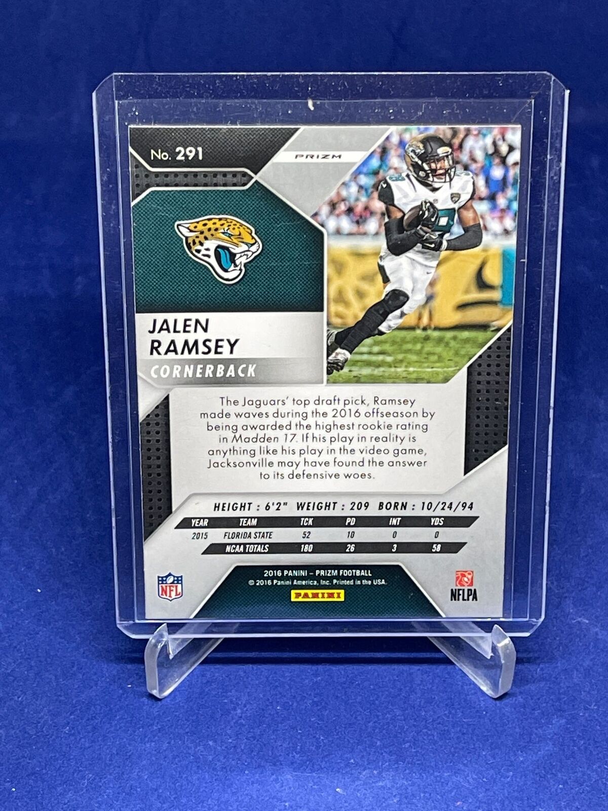 JALEN RAMSEY 2016 PANINI PRIZM SILVER PRIZM ROOKIE RC #291