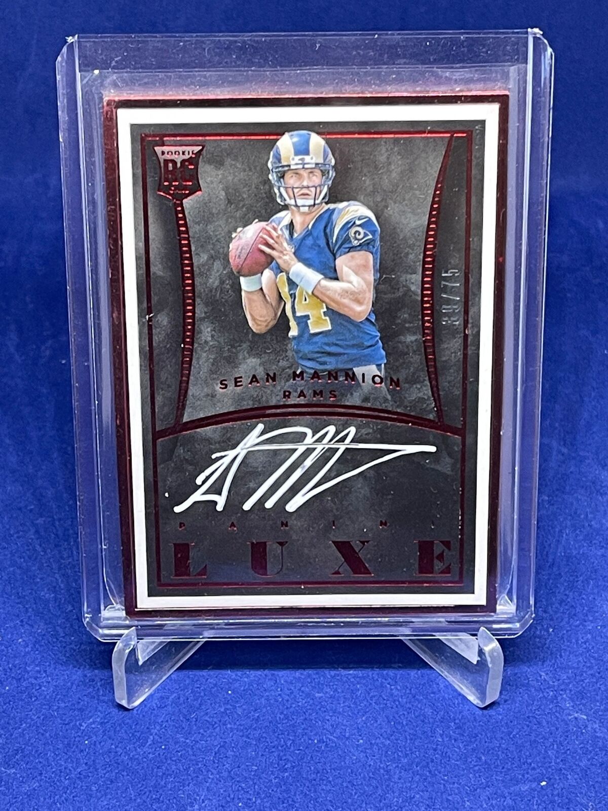 SEAN MANNION 2015 PANINI LUXE ON CARD AUTO RED FRAME ROOKIE RC #D 39/75
