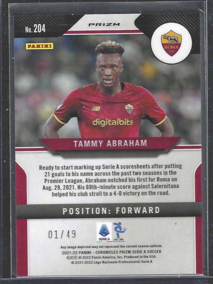 TAMMY ABRAHAM 2021-22 PANINI PRIZM CHRONICLES EPL BLUE PRIZM #D 01/49