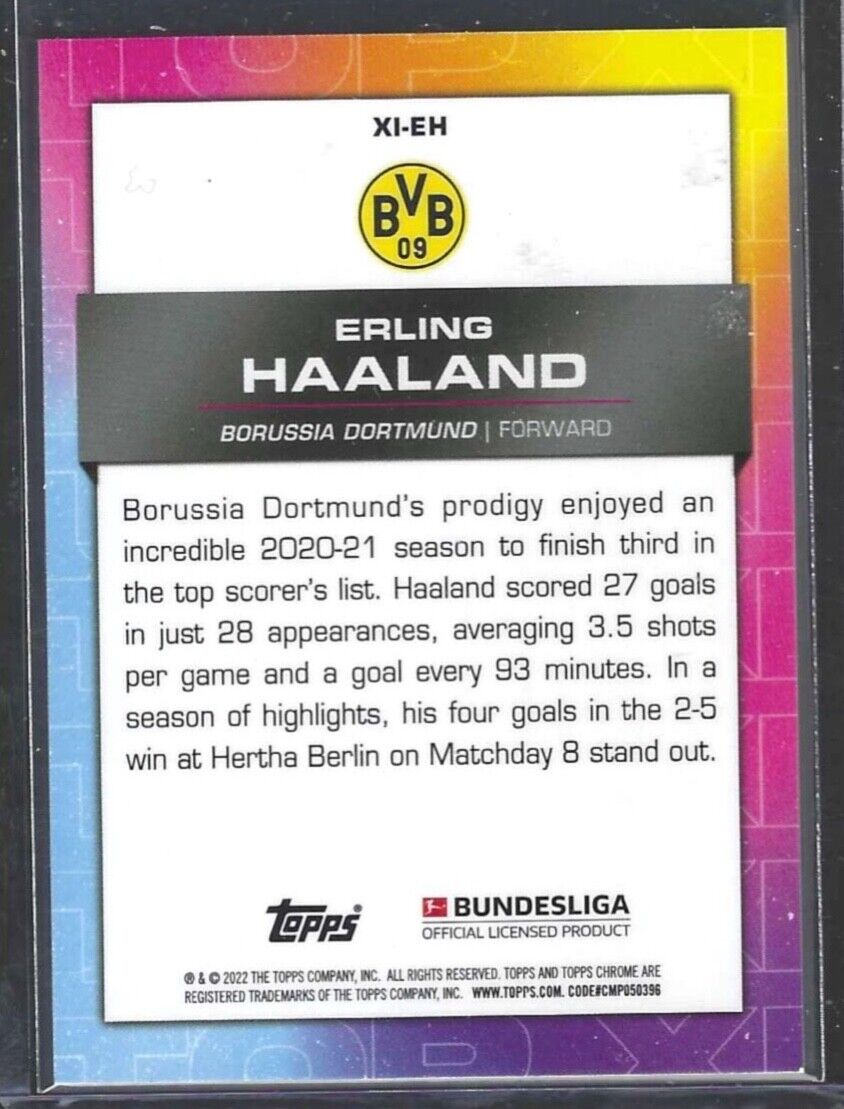 ERLING HAALAND 2021-22 TOPPS CHROME BUND SILVER REFRACTOR TOP XI CASE HIT #XI-EH