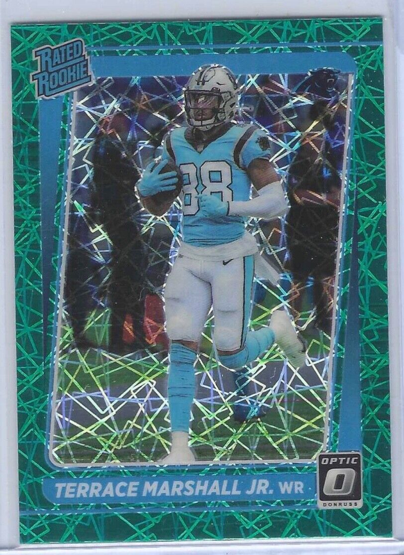 TERRACE MARSHALL JR 2021 PANINI DONRUSS OPTIC GREEN VELOCITY HOLO ROOKIE RC #218