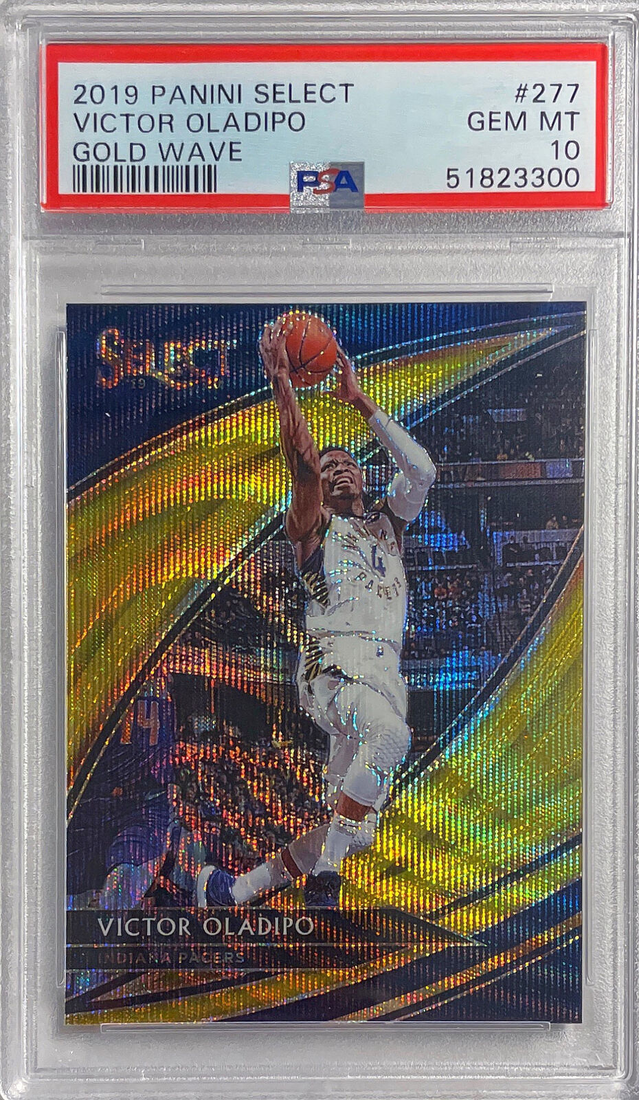 VICTOR OLADIPO 2019 PANINI SELECT GOLD WAVE COURTSIDE PRIZM 277 PSA 10 GEM POP 4