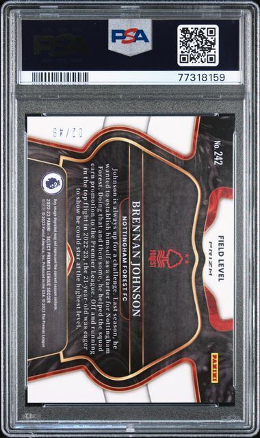 BRENNAN JOHNSON 2022-23 SELECT PREMIER LEAGUE TIE-DYE PRIZM RC 2/49 PSA 10 POP 5