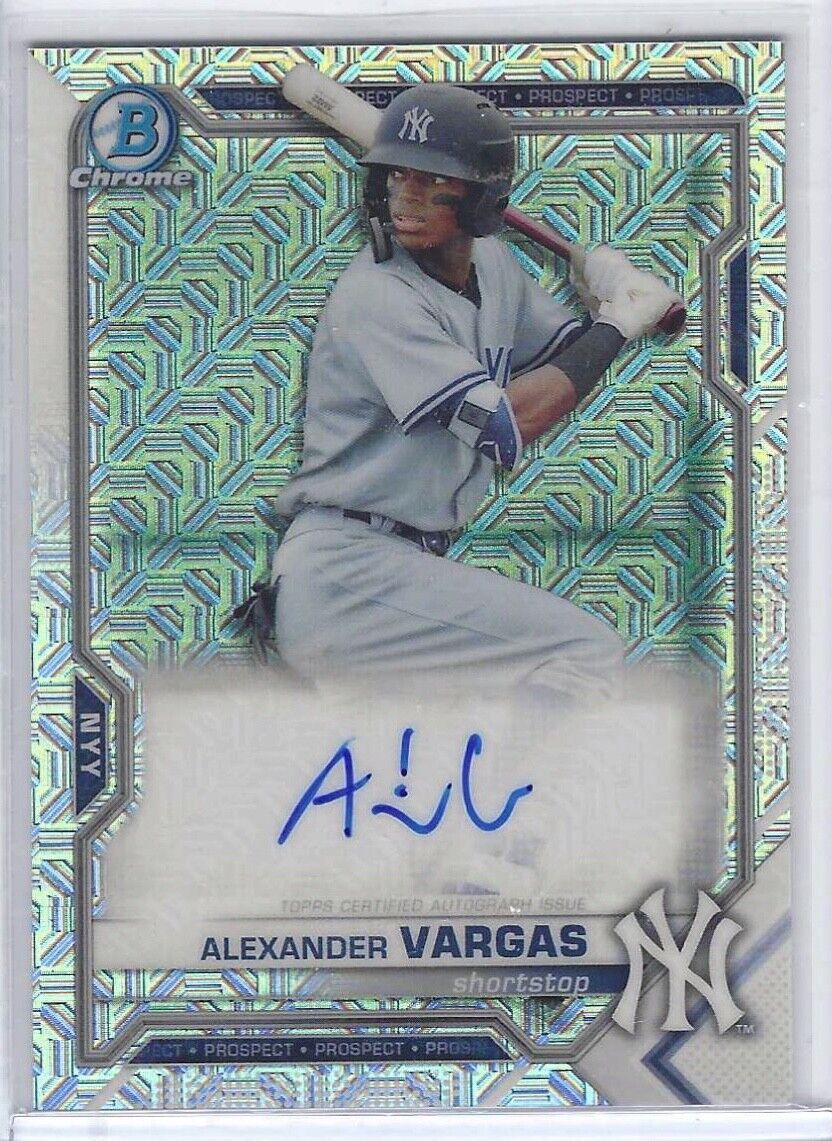 ALEXANDER VARGAS 2021 BOWMAN CHROME SILVER MEGA REFRACTOR PROSPECT AUTO #BMA-AVA