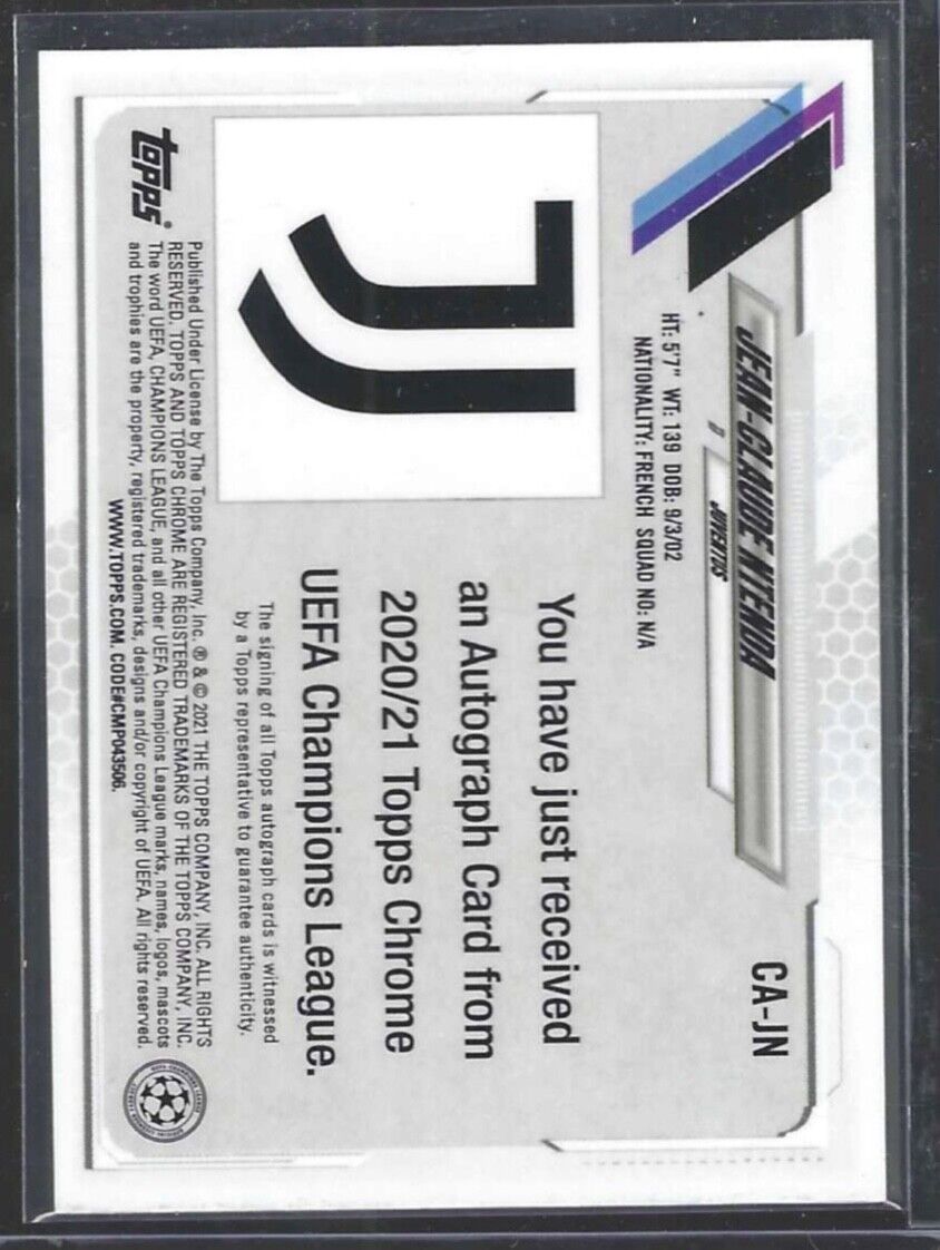 JEAN-CLAUDE NTENDA 2020-21 TOPPS CHROME UEFA SILVER REFRACTOR AUTO RC #CA-JN