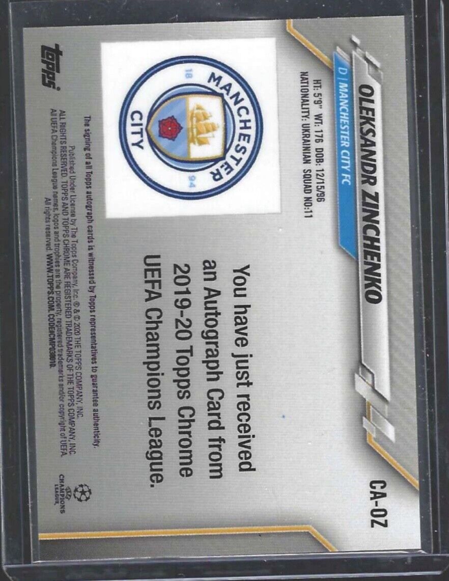 OLEKSANDR ZINCHENKO 2019-20 TOPPS CHROME UEFA SILVER REFRACTOR AUTO #CA-OZ