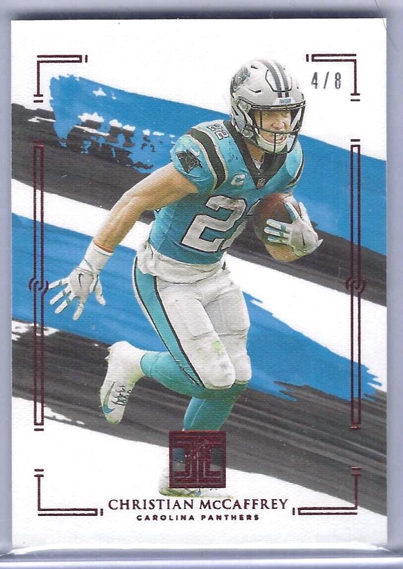 CHRISTIAN MCCAFFREY 2021 PANINI IMPECCABLE RED FOTL BASE #D 4/8