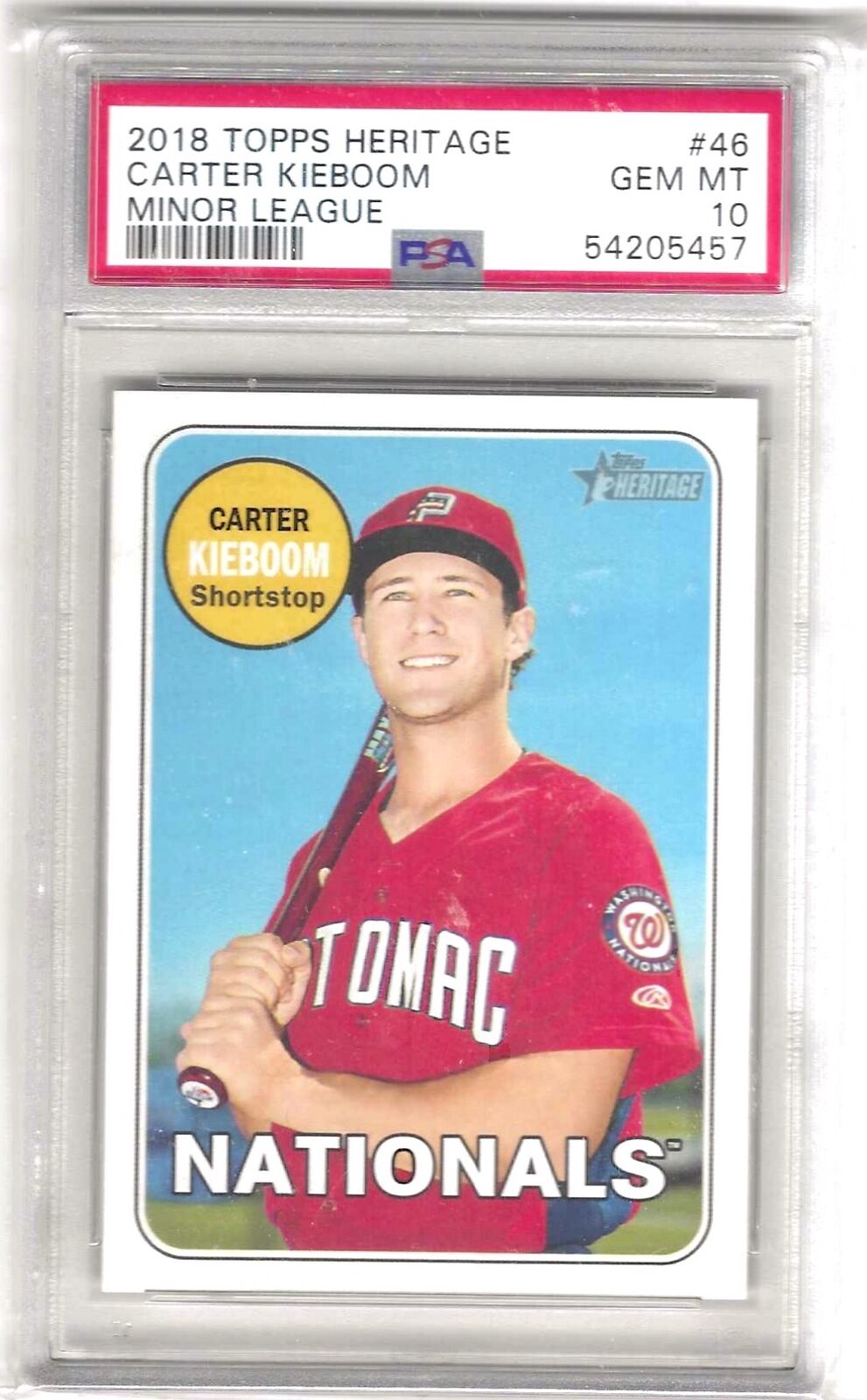 CARTER KIEBOOM 2018 TOPPS HERITAGE MINOR LEAGUE /25 PSA 10 GEM MINT POP 7