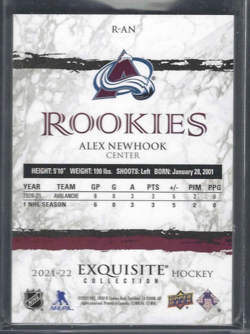 ALEX NEWHOOK 2021-22 UPPER DECK EXQUISITE COLLECTION ROOKIE RC #D 277/299