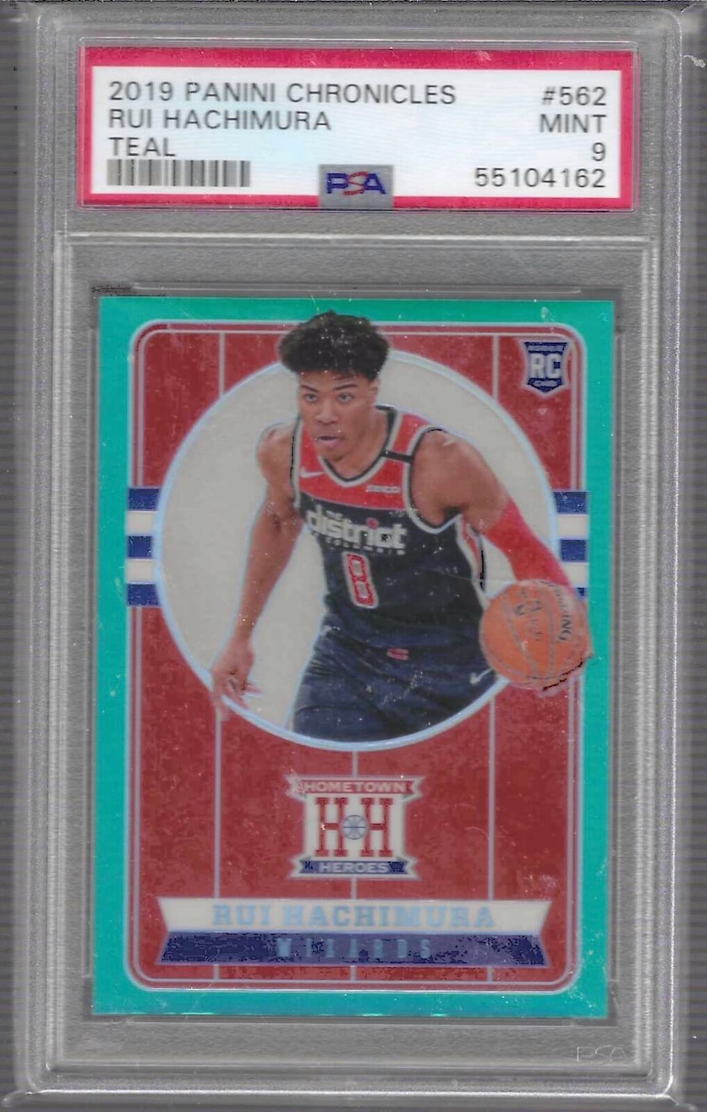 HUI HACHIMURA 2019 PANINI CHRONICLES HOMETOWN HEROES TEAL PRIZM RC PSA 9 MINT