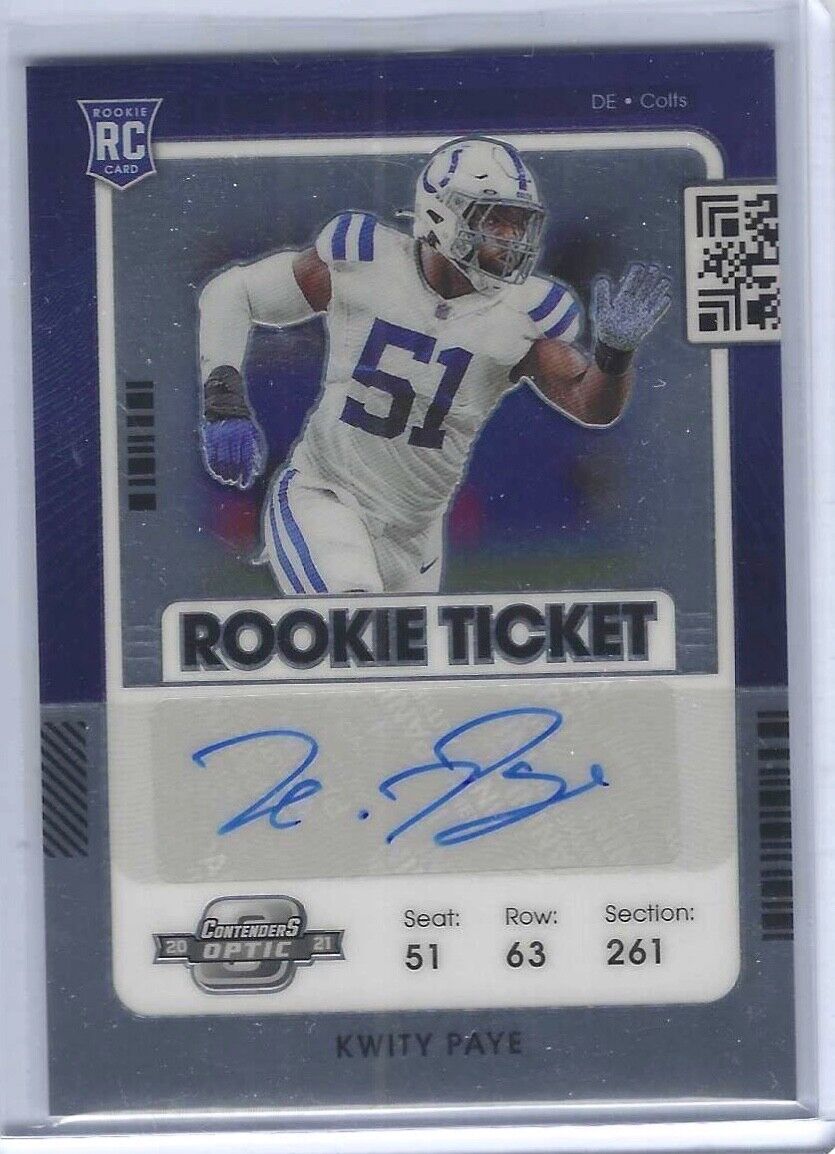 KWITY PAYE 2021 PANINI OPTIC CONTENDERS ROOKIE TICKET AUTO RC #152