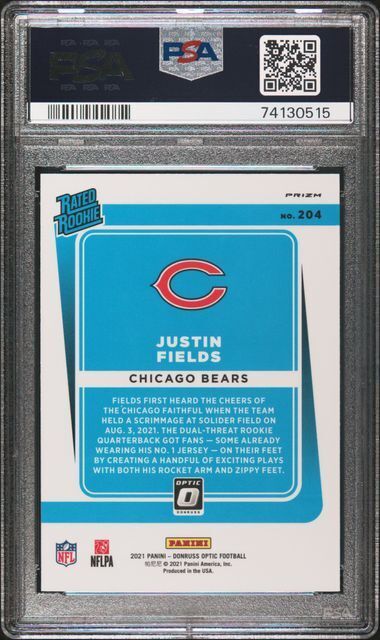 JUSTIN FIELDS 2021 PANINI DONRUSS OPTIC HOLO RATED ROOKIE RC #204 PSA 9 MINT