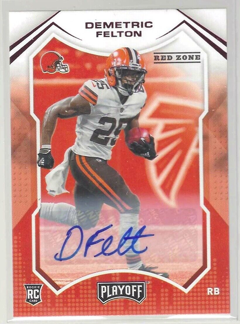 DEMETRIC FELTON 2021 PANINI PLAYOFF RED ZONE ROOKIE AUTO RC #299