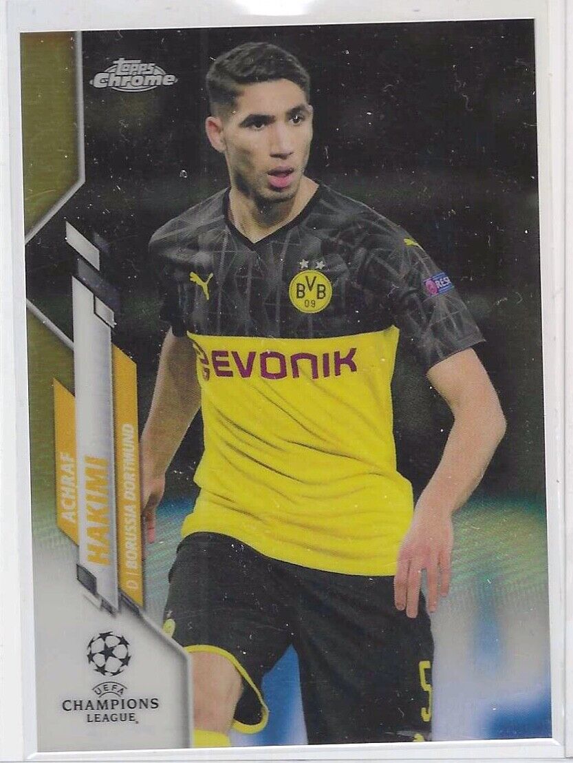 ACHRAF HAKIMI 2020-21 TOPPS CHROME CHAMPIONS LEAGUE GOLD BUBBLES REFRACTOR SP 12