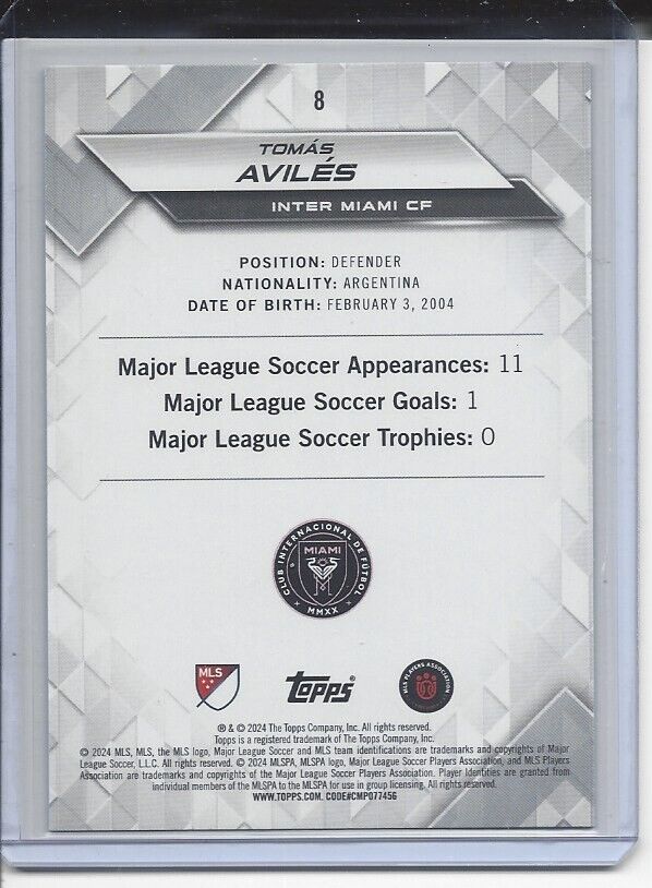 TOMAS AVILES 2024 TOPPS MLS SUPERSTARS GREEN UNCOMMON RC #8