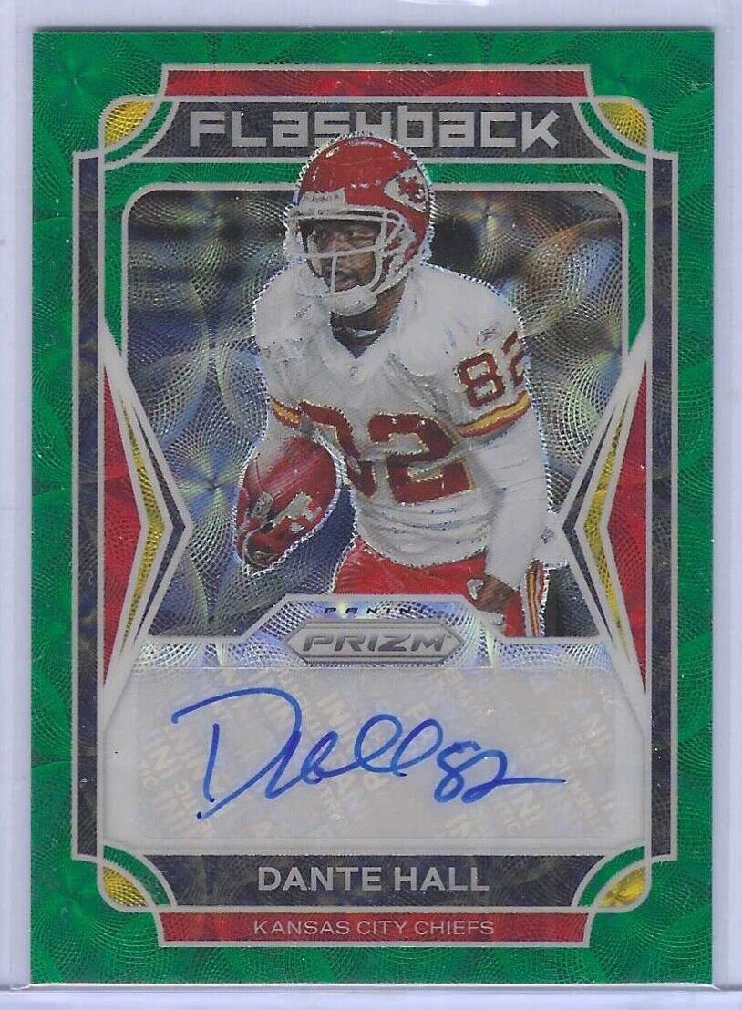 DANTE HALL 2021 PANINI PRIZM FLASHBACK GREEN SCOPE PRIZM AUTO #D 03/49