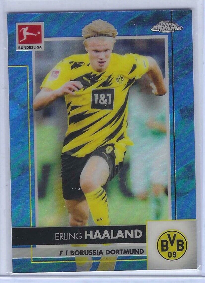 ERLING HAALAND 2020-21 TOPPS CHROME BUNDESLIGA BLUE REFRACTOR #D 129/150