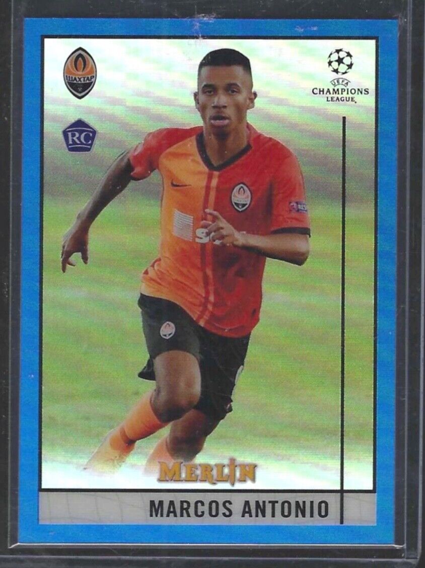 MARCOS ANTONIO 2020-21 TOPPS MERLIN UEFA BLUE REFRACTOR ROOKIE RC #D 56/75