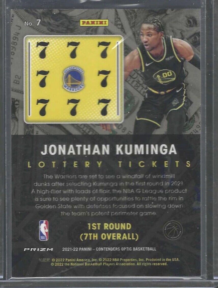 JONATHAN KUMINGA 2021-22 PANINI OPTIC CONTENDERS LOTTERY TICKET PRIZM RC #7
