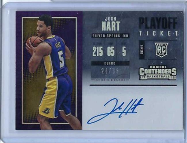 JOSH HART 2017-18 PANINI CONTENDERS PLAYOFF TICKET AUTO RC #D 24/35