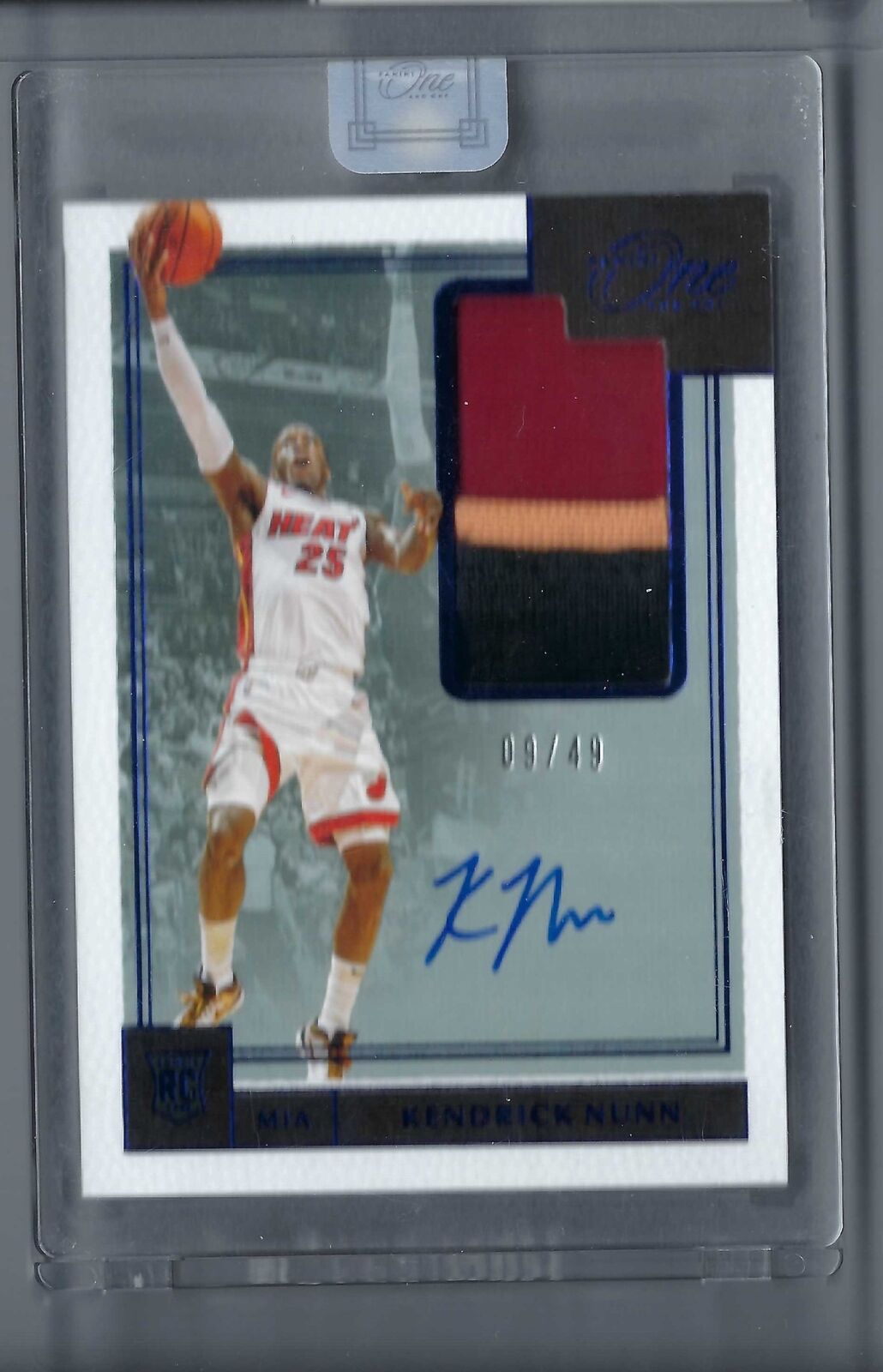 KENDRICK NUNN 2019-20 PANINI SELECT ONE AND ONE RPA BLUE PATCH AUTO RC #D 09/49