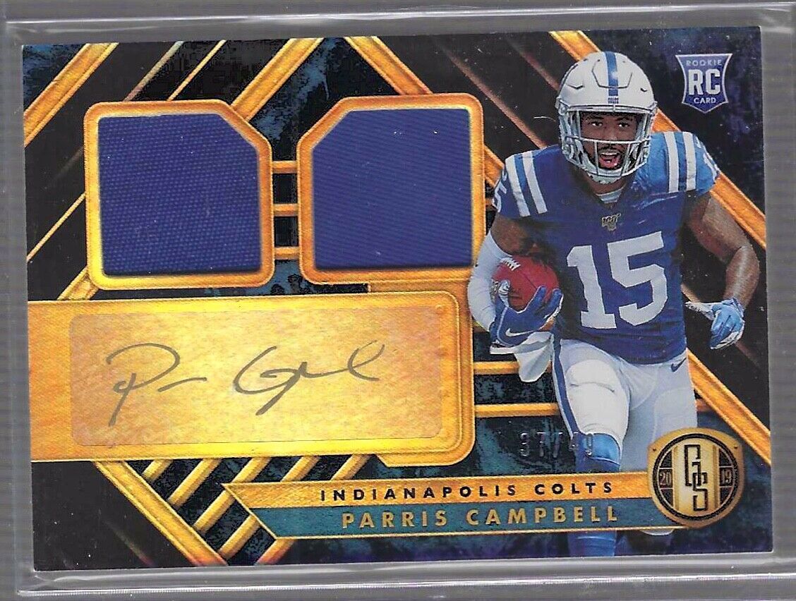 PARRIS CAMPBELL 2019 PANINI GOLD STANDARD ROOKIE DUAL PATCH AUTO RC #D 37/49