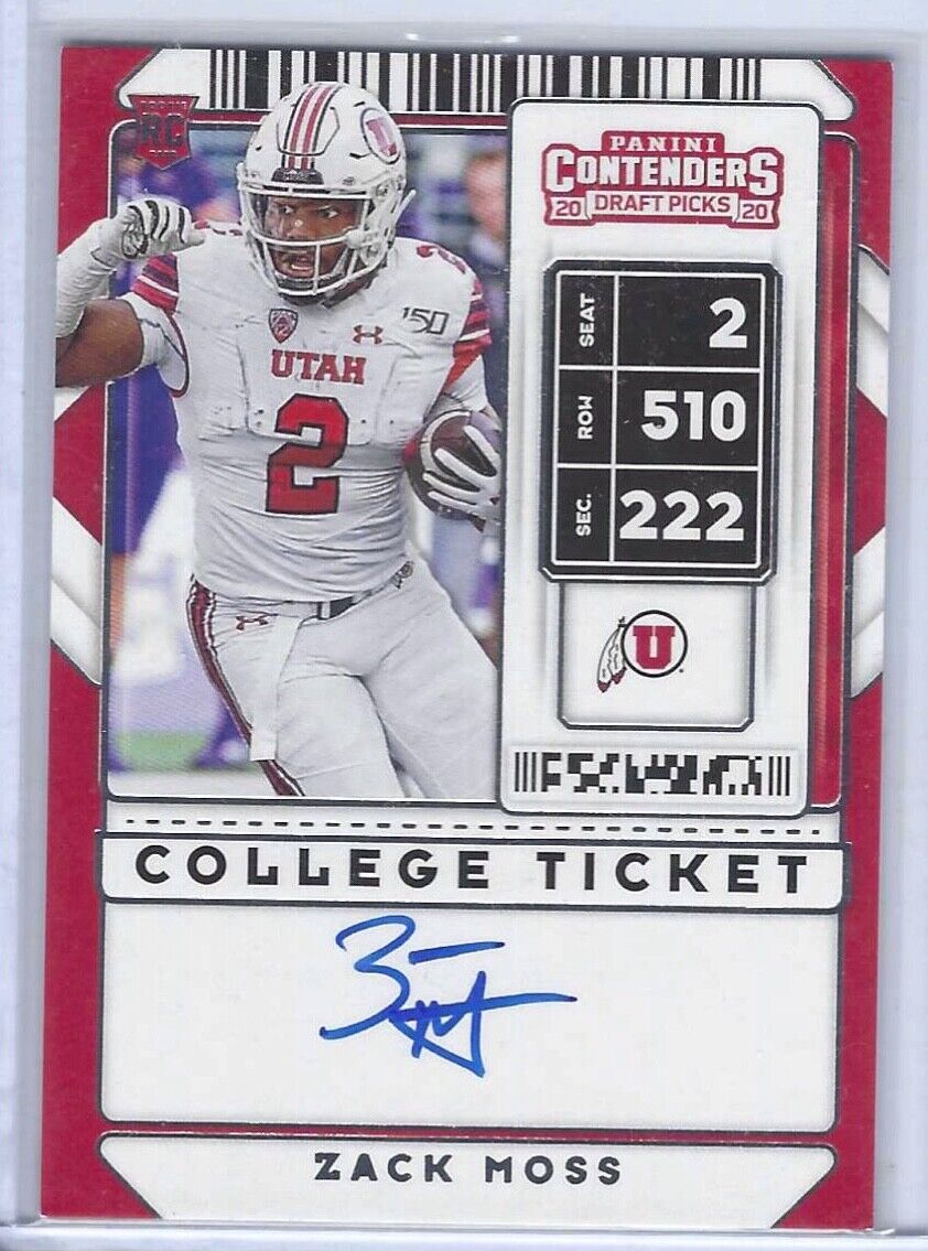 ZACK MOSS 2020 CONTENDERS DRAFT PICKS COLLEGE TICKET AUTO RC #124