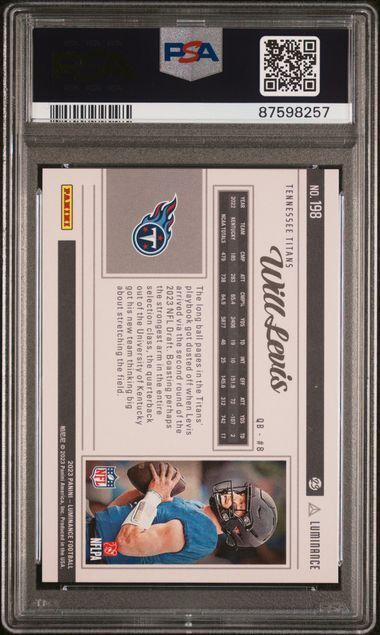 WILL LEVIS 2023 PANINI LUMINANCE RED RC #D 9/25 PSA 10 GEM MINT POP 2