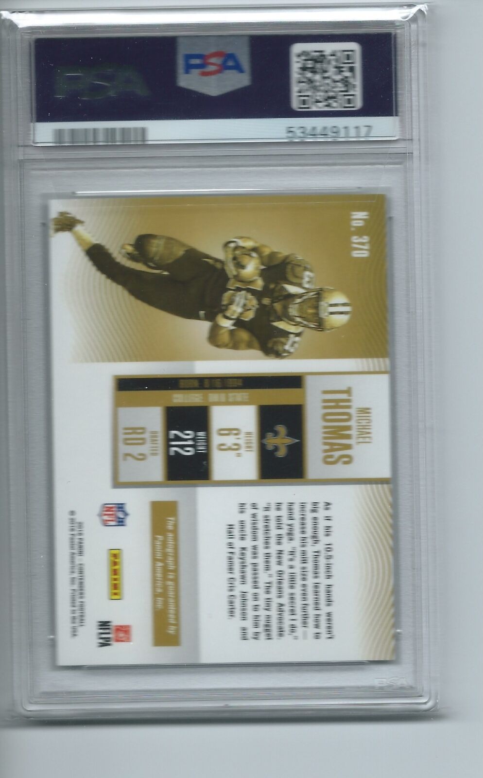 MICHAEL THOMAS 2016 CONTENDERS ROOKIE TICKET CRACKED ICE AUTO RC #D 17/24 PSA 9