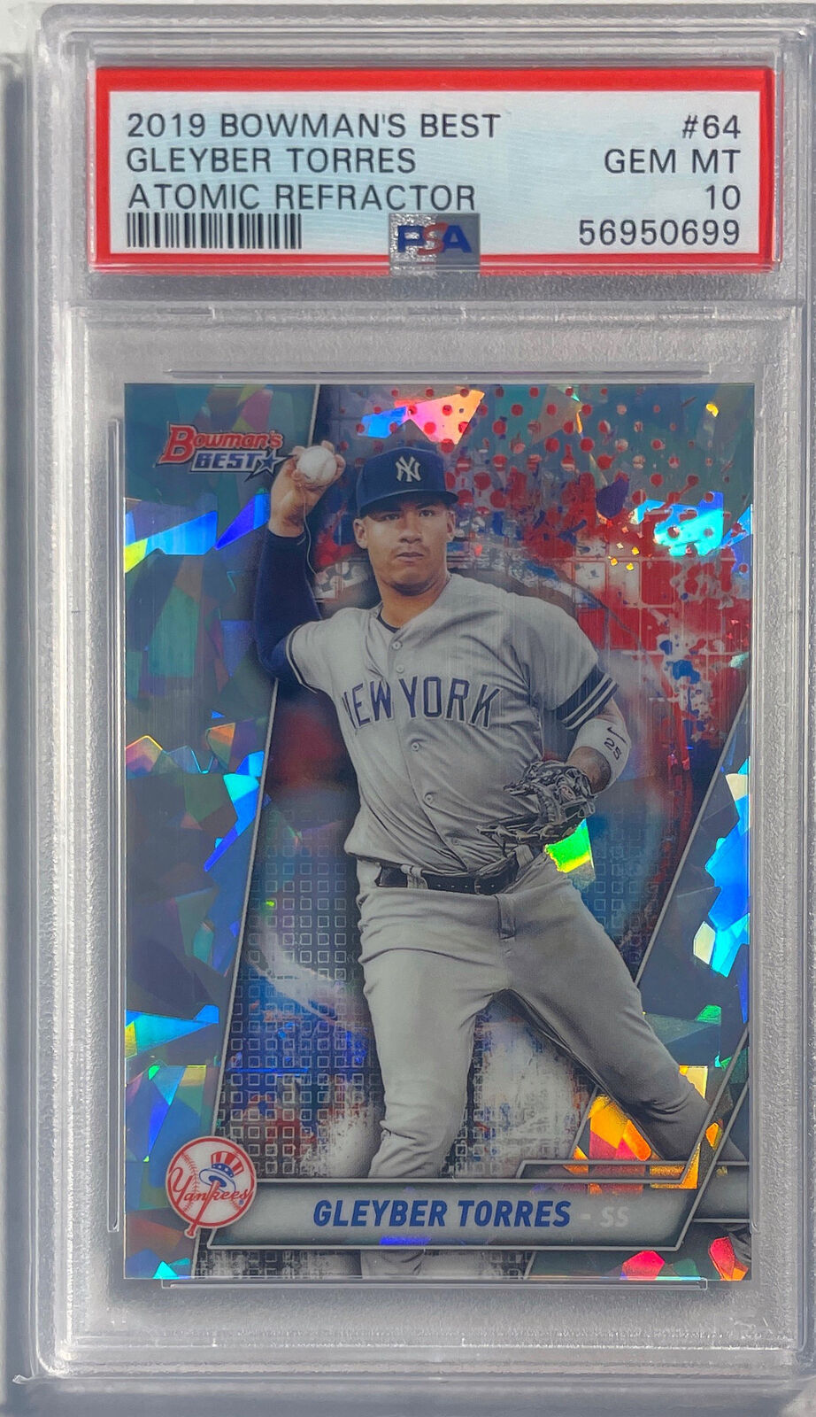 GLEYBER TORRES 2019 BOWMAN'S BEST ATOMIC REFRACTOR #64 PSA 10 GEM MINT POP 4
