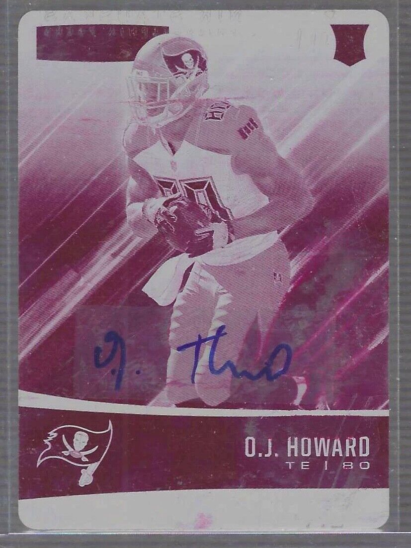 OJ HOWARD 2017 PANINI PLATES AND PATCHES ROOKIE PRINTING PLATE AUTO RC #D 1/1