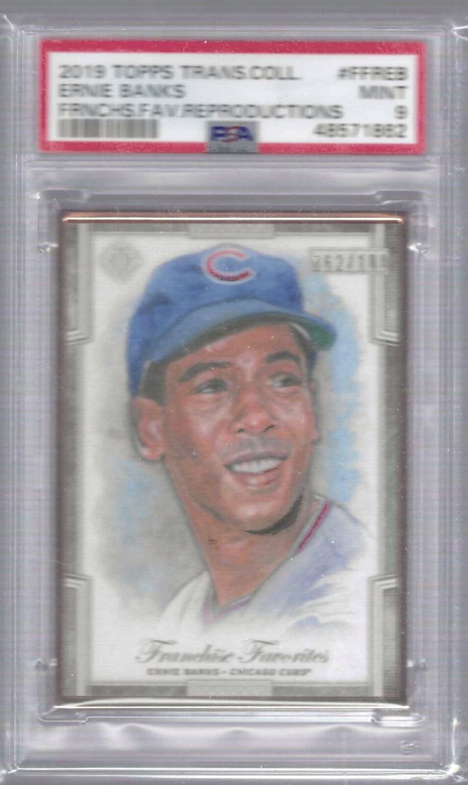 ERNIE BANKS 2019 TOPPS TRANSCENDENT FRANCHISE FAVORITES /100 PSA 9 MINT POP 1/1