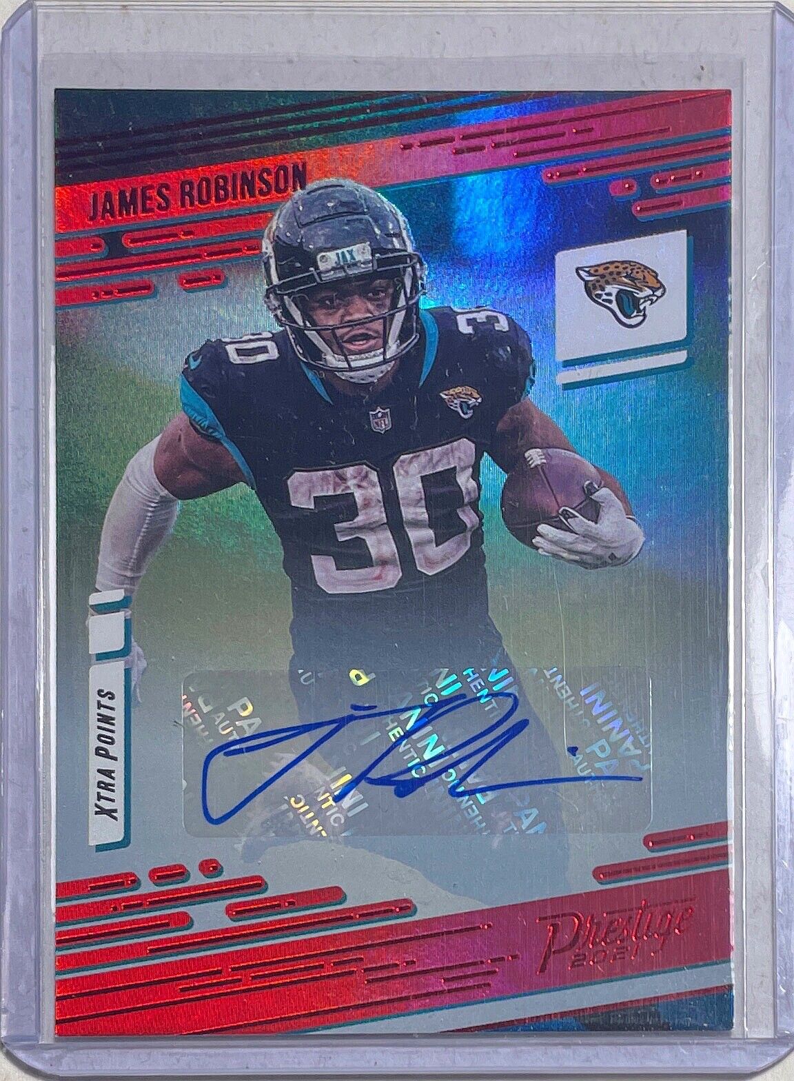 JAMES ROBINSON 2021 PANINI PRESTIGE XTRA POINTS RED AUTO ROOKIE RC #129