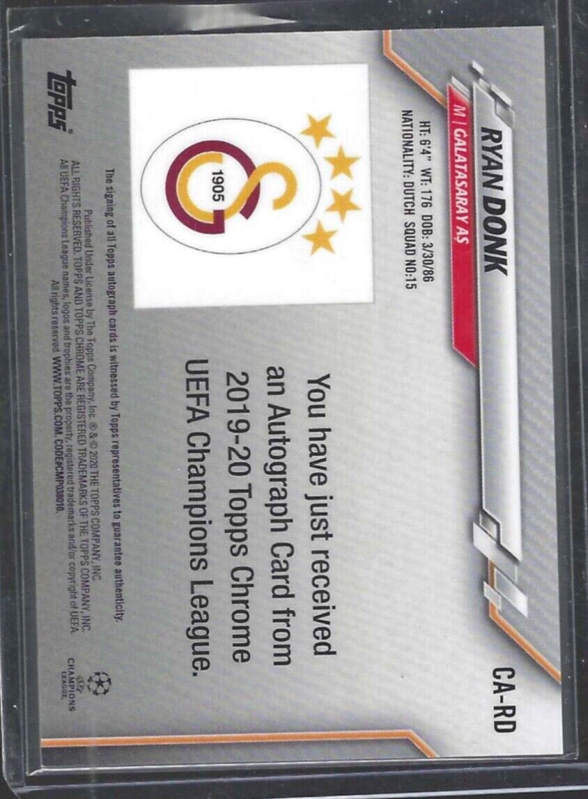RYAN DONK 2019-20 TOPPS CHROME UEFA SILVER REFRACTOR AUTO #CA-RD