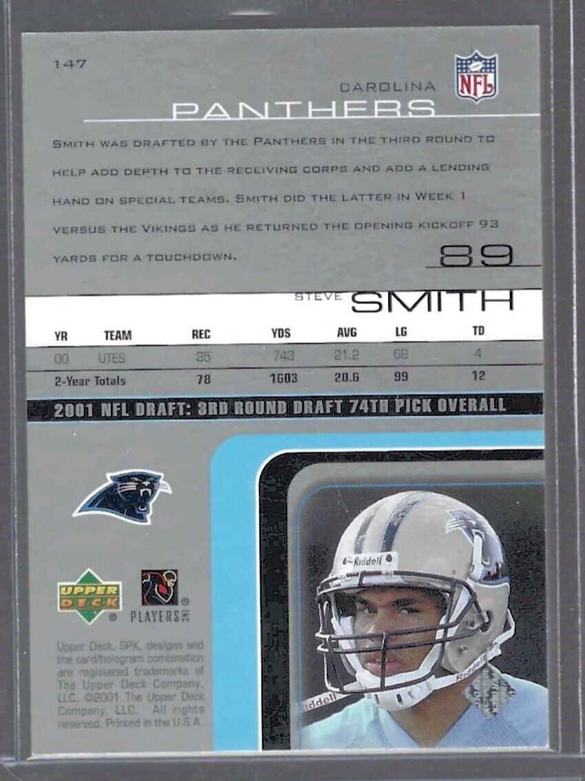 STEVE SMITH 2001 UPPER DECK SPX TRUE ROOKIE RC #D 007/999