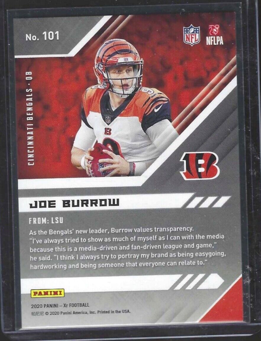 JOE BURROW 2020 PANINI XR ORANGE FOIL ROOKIE RC #D 57/99