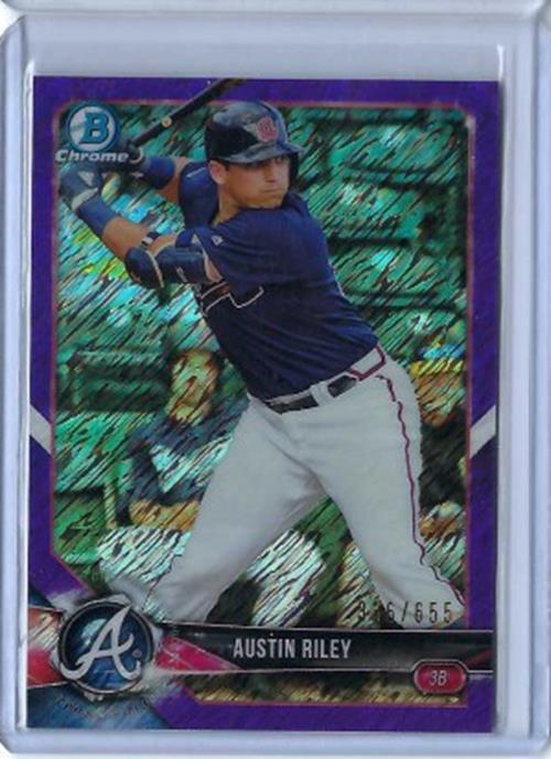 AUSTIN RILEY 2018 TOPPS BOWMAN CHROME PURPLE SHIMMER REFRACTOR #D 336/655