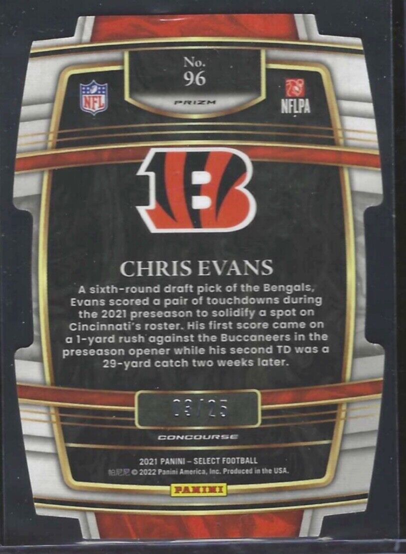 CHRIS EVANS 2021 PANINI SELECT CONCOURSE DIE CUT TIE DYE PRIZM RC #D 03/25