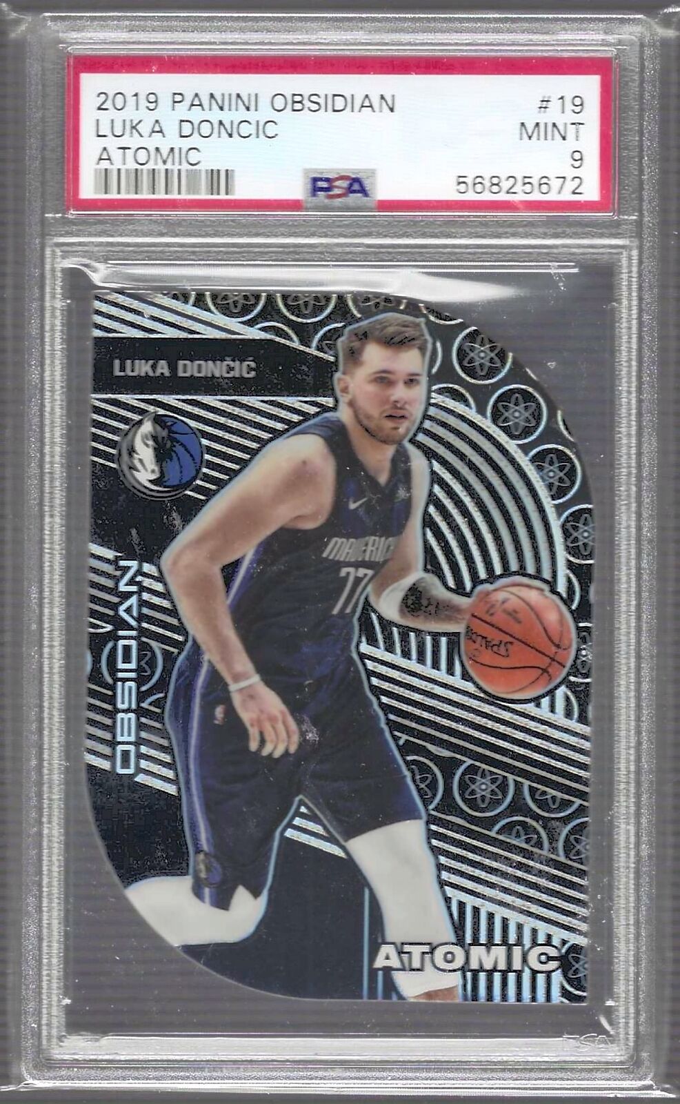 LUKA DONCIC 2019 PANINI OBSIDIAN ATOMIC DIE CUT #D 79/99 PSA 9 MINT POP 8
