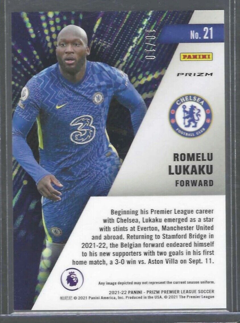 ROMELU LUKAKU 2021-22 PANINI PRIZM EPL INSTANT IMPACT GOLD PRIZM #D 10/10