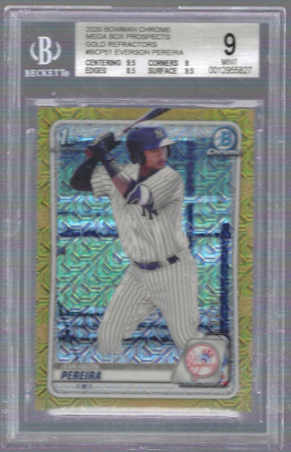 EVERSON PEREIRA 2020 BOWMAN CHROME 1ST GOLD MEGA BOX REFRACTOR /50 BGS 9 POP 1