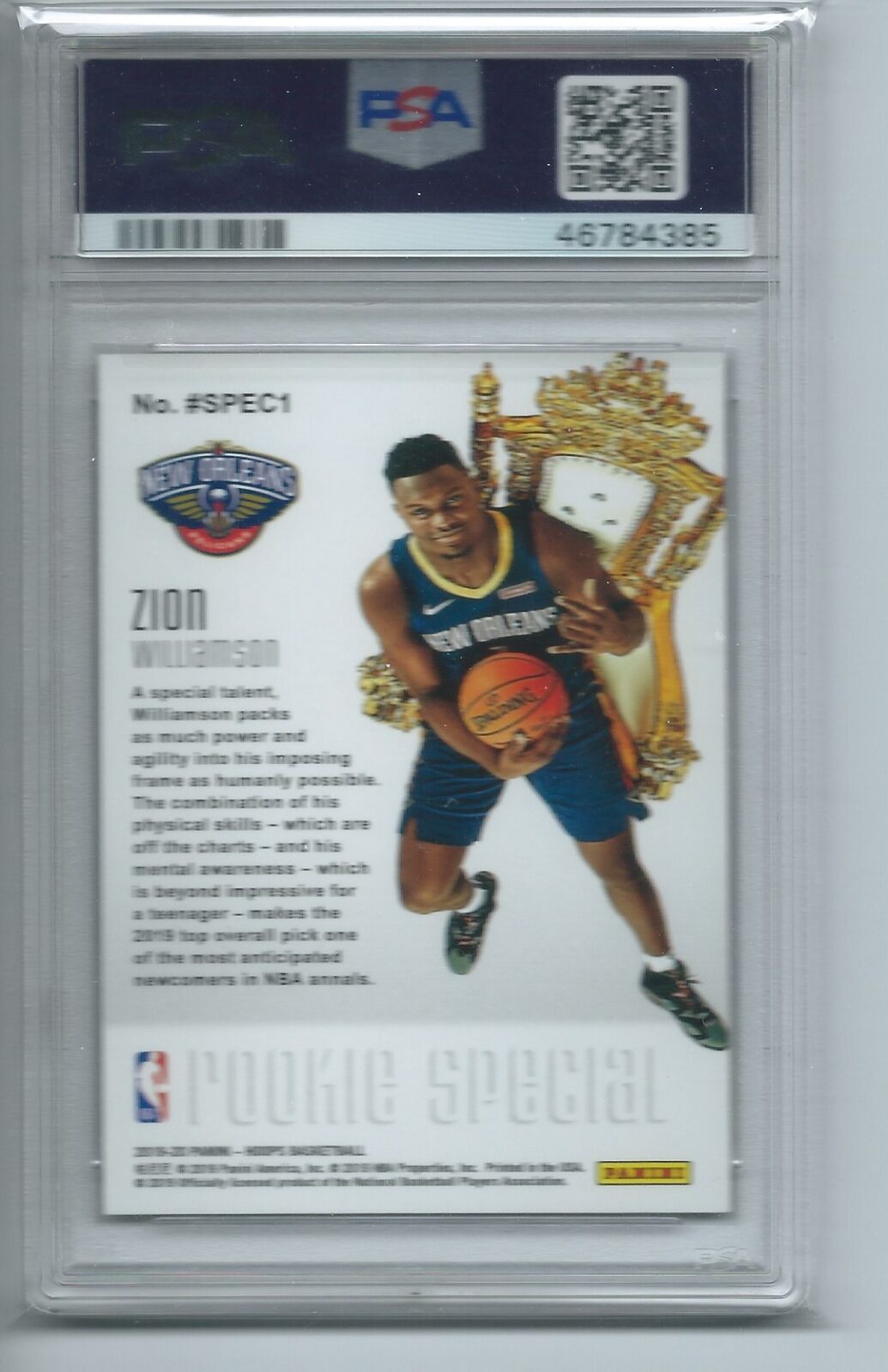 ZION WILLIAMSON 2019-20 PANINI NBA HOOPS ROOKIE SPECIAL RC #1 PSA 10 GEM MINT