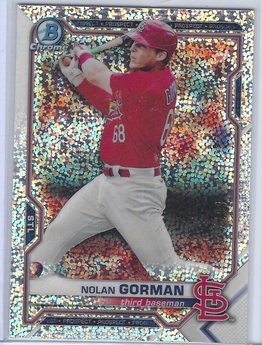 NOLAN GORMAN 2021 BOWMAN CHROME SPARKLE SPECKLE REFRACTOR PROSPECT #D 190/299