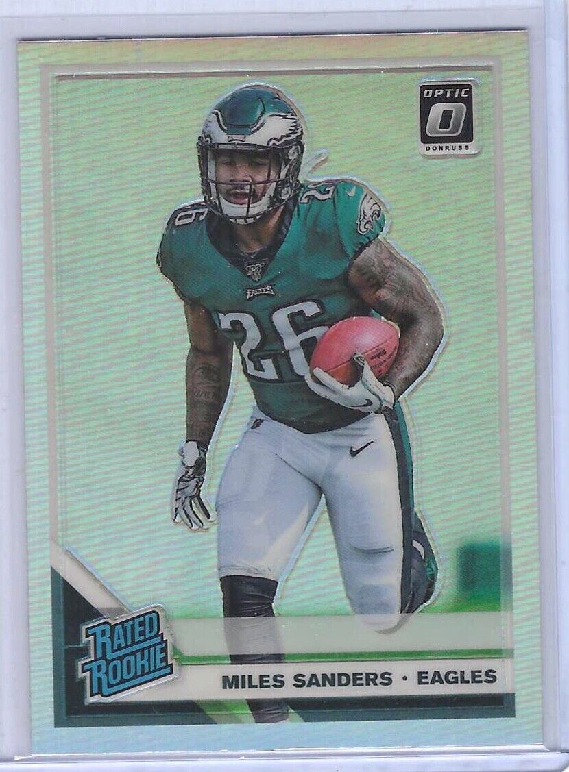 MILES SANDERS 2019 PANINI DONRUSS OPTIC SILVER HOLO PRIZM RATED ROOKIE RC #172