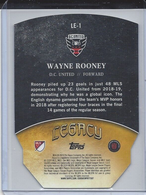 WAYNE ROONEY 2024 TOPPS MLS SUPERSTARS LEGACY DIE CUT SP REFRACTOR #1