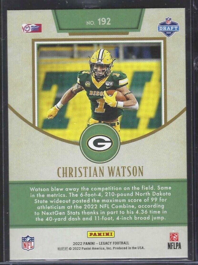CHRISTIAN WATSON 2022 PANINI LEGACY GREEN ROOKIE RC #D 068/100